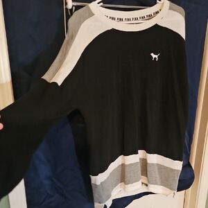 PINK Victoria's Secret Black and White crew Neck Sweater